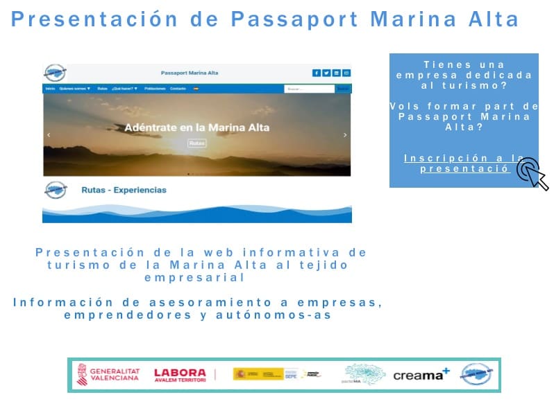 Presentación de la web de Passaport Marina Alta en Benidoleig y Benissa